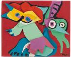 Origineel reliëf gesigneerd door Karel Appel — Jumping Fox w, Verzenden