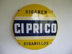 EMAILLE RECLAMEBORD"CIPRICO SIGAREN-SIGARILLOS"UIT 1958, Ophalen of Verzenden, Zo goed als nieuw, Reclamebord