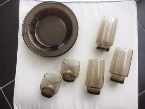 Vintage servies rookglas - Arcoroc Frankrijk - jaren '70, Huis en Inrichting, Keuken | Servies, Zo goed als nieuw, Glas of Glazen