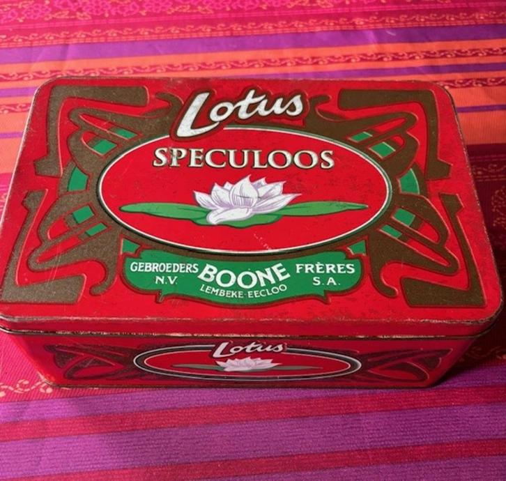 Boîte métallique Lotus vintage, Verzamelen, Blikken, Koek(jes), Ophalen of Verzenden