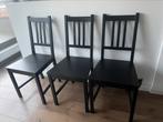 Trois chaises de salle à manger en bon état, Comme neuf, Noir, IKEA STEFAN stoelen, Trois