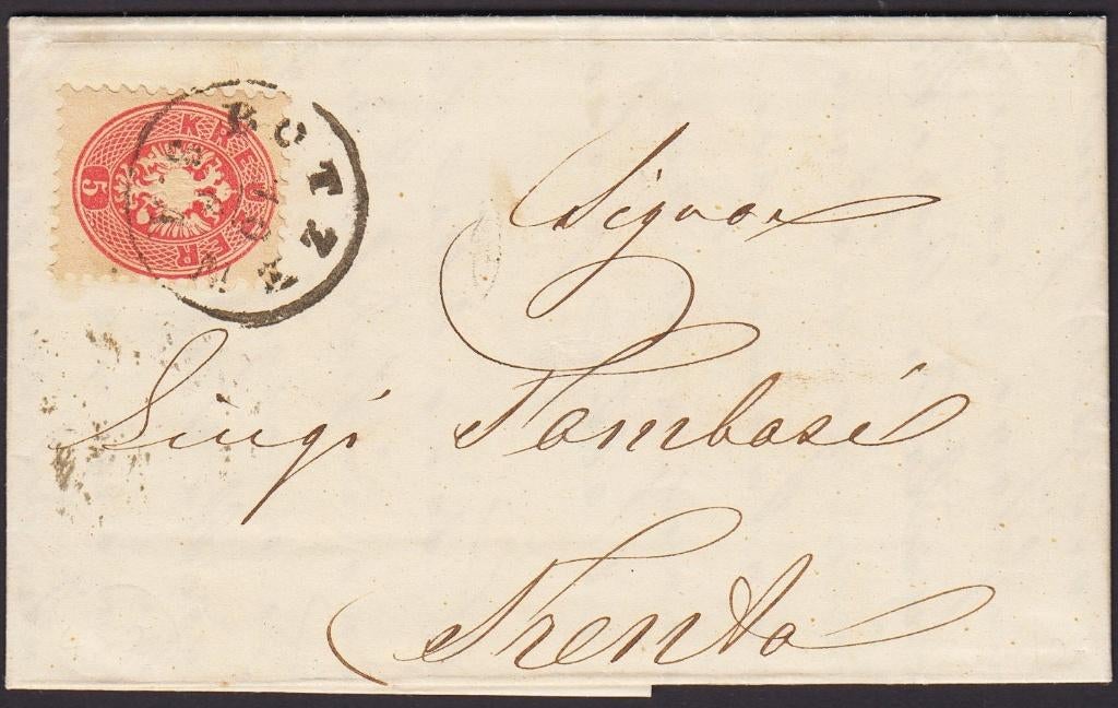 1863 - AUTRICHE - Lettre Armoiries d'État [Y&T 29] + BOTZEN, Timbres & Monnaies, Timbres | Europe | Autriche, Affranchi, Envoi