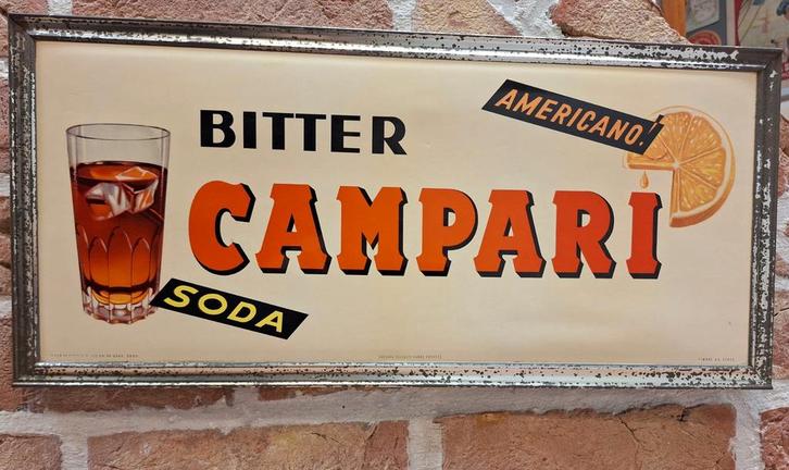 Reclame bord 1965 Bitter Campari soda, Verzamelen, Merken en Reclamevoorwerpen, Gebruikt, Reclamebord, Ophalen of Verzenden