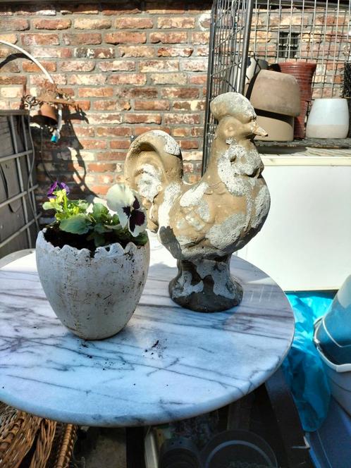 Terracotta haan gratis met bloemen pasen, Tuin en Terras, Tuinbeelden, Zo goed als nieuw, Ophalen