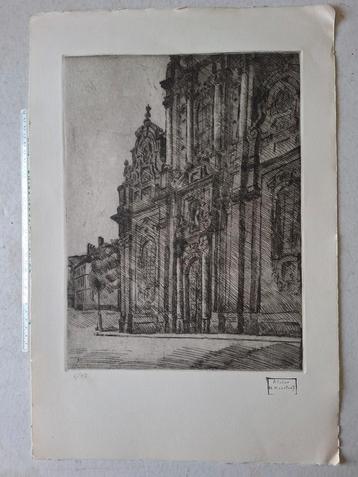 Grote ets Medard Maertens "Begijnhofkerk te Brussel" beschikbaar voor biedingen