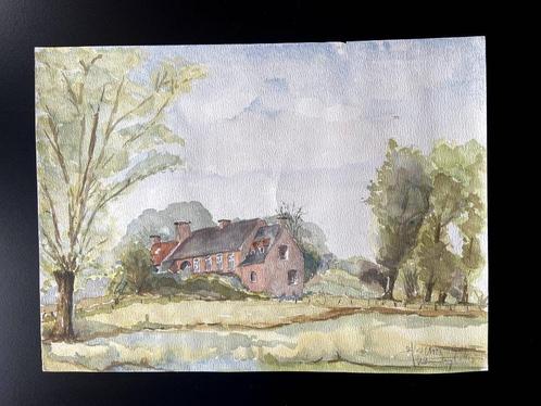 mooie aquarel Oudenaarde en Vlaamse Ardennen +- 30x40 cm, Antiek en Kunst, Kunst | Schilderijen | Modern, Ophalen