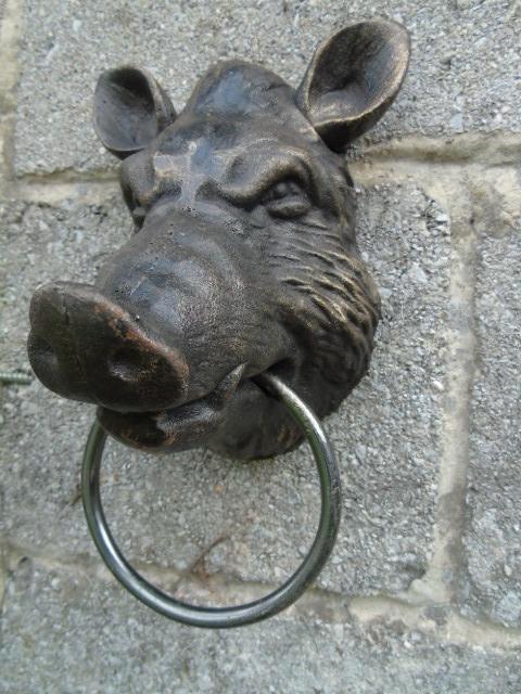 Pat bronzen gietijzeren zwijnbuste, handdoekhouder, Tuin en Terras, Tuinwanddecoratie, Nieuw, Ophalen of Verzenden