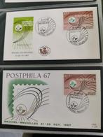 Belgie 1967 - FDC tentoonstelling Postphila, Met envelop, Ophalen of Verzenden, Gestempeld, 1e dag stempel
