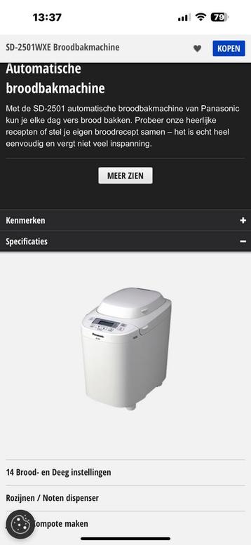 Panasonic sd2501 broodbakmachine, Enlèvement, Utilisé