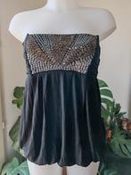 Ballenbustier met grijze pailletten en parel maat 4XL, Kleding | Dames, Topjes, Ophalen of Verzenden, Zo goed als nieuw, Grijs
