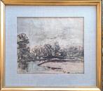 CLAEYS Albert "De Leie" gemengde techniek, Antiek en Kunst, Kunst | Schilderijen | Klassiek, Ophalen of Verzenden