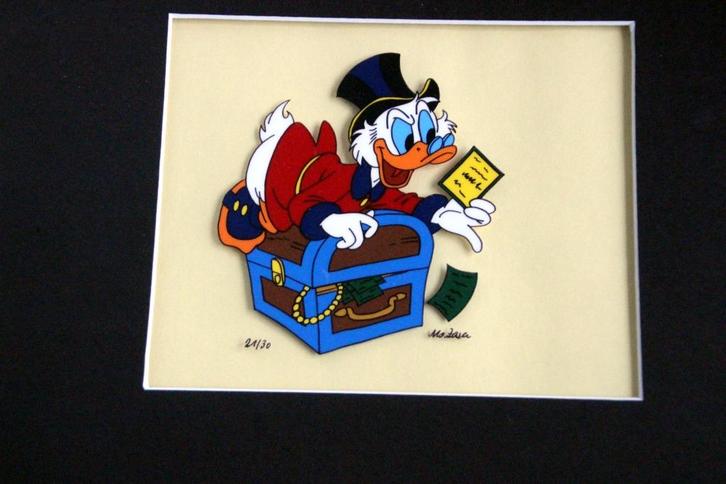 Limited Edition production cell Walt Dinsey Scrooge Donald, Verzamelen, Disney, Zo goed als nieuw, Overige typen, Donald Duck