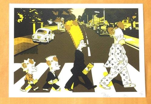 Death NY serigrafie Family Simpson Abbey Road Yellow - numb, Antiek en Kunst, Kunst | Litho's en Zeefdrukken, Verzenden
