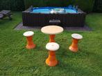 Vintage kruk Tam Tam & tafel jaren '60, Ophalen, Gebruikt, Kunststof