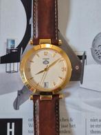 Horloge Codhor, goudkleur, lederen band, datum verzameling, Overige merken, Staal, Verzenden, Polshorloge