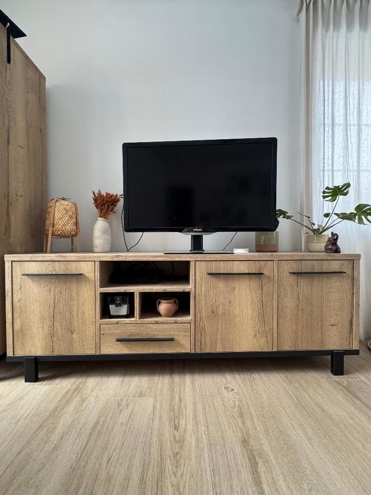 Meuble TV, Maison & Meubles, Armoires | Mobilier de télévision, Neuf, Moins de 100 cm, 200 cm ou plus, 25 à 50 cm, Teck, Métal