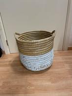 Grote beige-witte rotan mand, Huis en Inrichting, Ophalen, Gebruikt, Mand