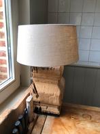 Tafellamp op houten voet, incl linnen lampenkap, Zo goed als nieuw, Ophalen