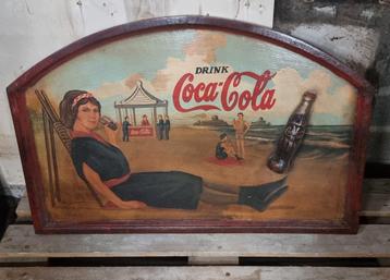 coca cola houten reclamebord