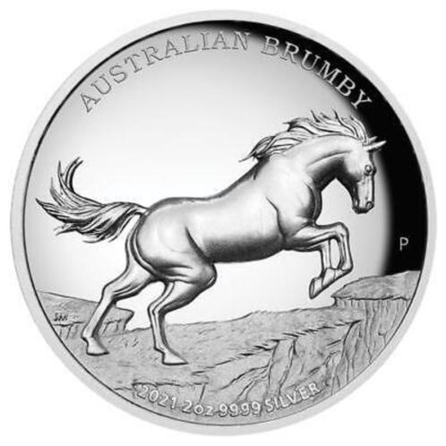 Australian Brumby 2 Oz zilver 2021 - Proof + Hoogreliëf, Postzegels en Munten, Munten | Oceanië, Losse munt, Zilver, Ophalen of Verzenden