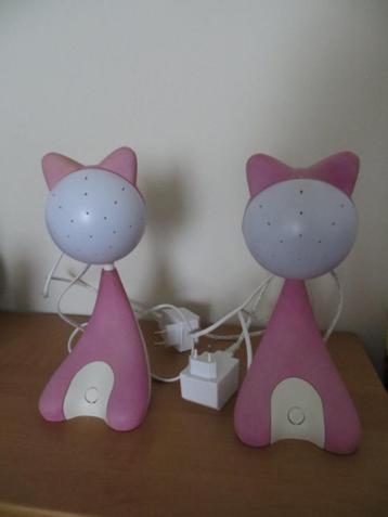 2 lampen katjes - roze - gebruikt - verlichting - Massive, Enlèvement ou Envoi, Utilisé