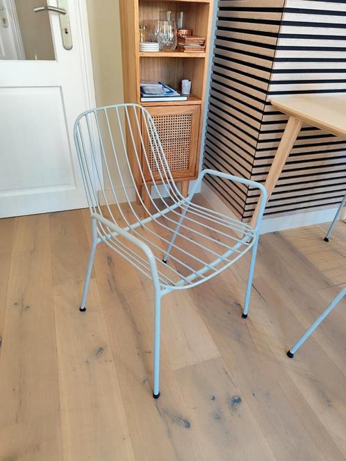 4 metalen fauteuils van Tikamoon, Huis en Inrichting, Stoelen, Zo goed als nieuw, Metaal, Blauw, Ophalen