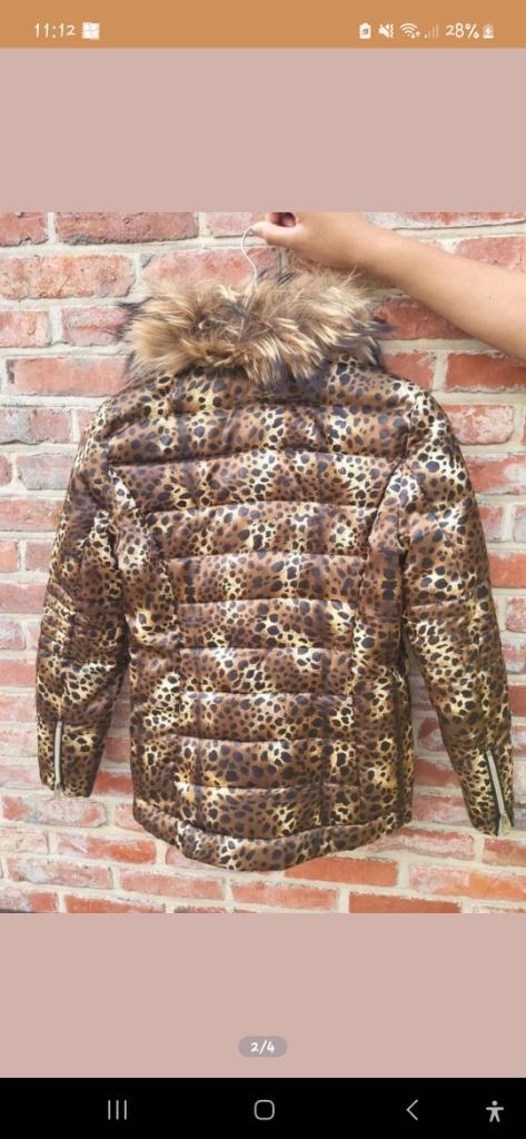 Chique Kinderjas met echte bontkraagje, Kinderen en Baby's, Kinderkleding | Maat 146, Zo goed als nieuw, Meisje, Jas, Ophalen of Verzenden
