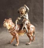 Antiek sculptuur meisje met hond, Antiek en Kunst, Ophalen of Verzenden