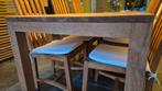 eettafel met 6 stoelen, Huis en Inrichting, Ophalen, Teakhout, 50 tot 100 cm, Zo goed als nieuw