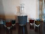 Retro karaf met 6 borrelglaasjes, jaren '60 (ruitpatroon), Ophalen