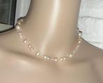 Ketting zoetwaterparel en kristal roze, Handtassen en Accessoires, Kettingen, Verzenden, Nieuw, Steen of Mineraal, Roze