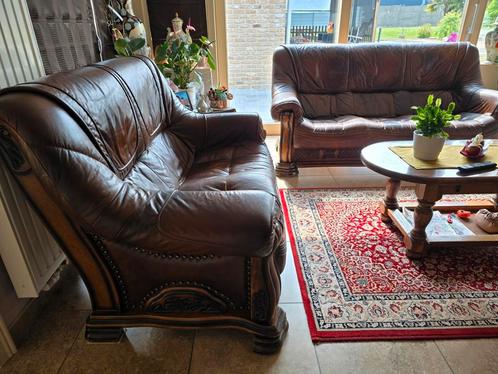 Lederen salon 2 zit + 3 zit + relax 1 zit elektrisch, Huis en Inrichting, Zetels | Complete zithoeken, Zo goed als nieuw, Ophalen