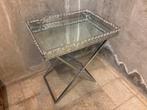 Luxe bijzettafel | Metaal & spiegelglas | Zeer goede staat, Ophalen, Zo goed als nieuw