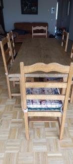 eettafel + bufferkast + 8 stoelen, Huis en Inrichting, 200 cm of meer, 50 tot 100 cm, Rustiek, Gebruikt