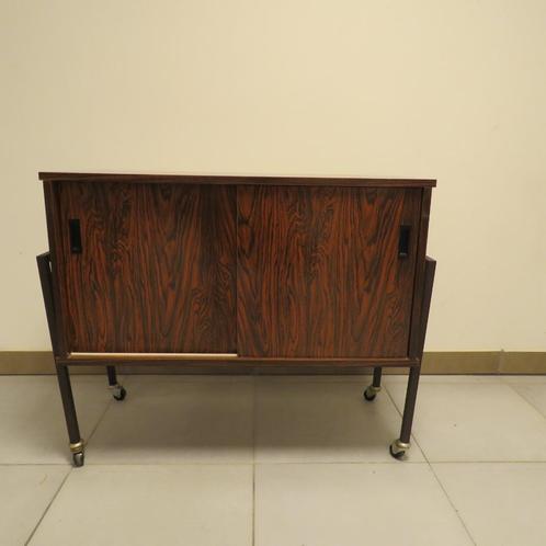 Vintage  Deens dressoir pallisander metaal op wielen, Antiek en Kunst, Curiosa en Brocante, Ophalen of Verzenden