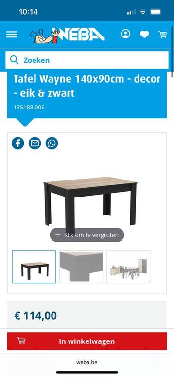 Table à manger Weba 140x90cm, signes d'usure présents, Enlèvement, Utilisé
