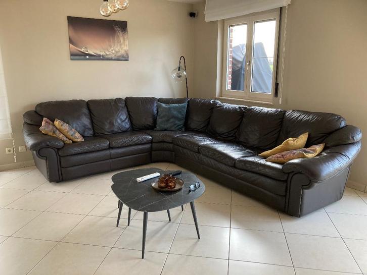 Lederen hoeksalon, Huis en Inrichting, Zetels | Complete zithoeken, Leer, Ophalen