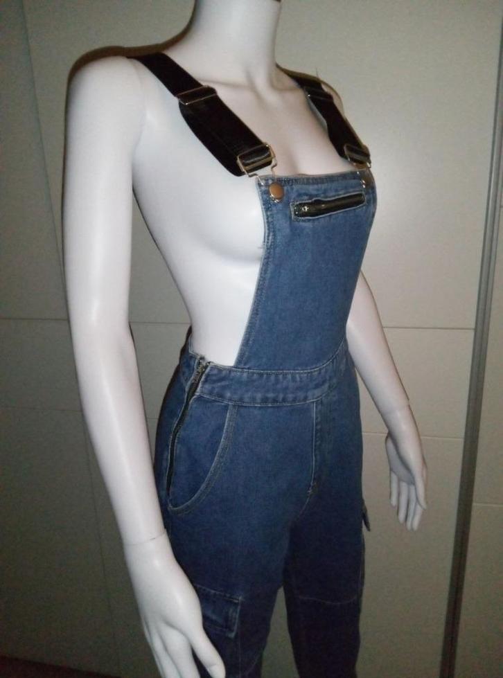SHEIN - Blauwe jeansoverall met spijkerbroek - Cargo - XS/34, Kleding | Dames, Jumpsuits, Nieuw, Maat 34 (XS) of kleiner, Blauw