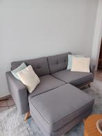 Zetel + poef te koop, Huis en Inrichting, Zetels | Zetels, Ophalen, Driepersoons, Zo goed als nieuw, Rechte bank