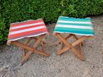 2 vintage plooistoelen met gestreepte stof, Ophalen of Verzenden