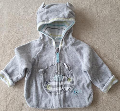 Gilet velours gris avec capuche - T56 - Cool Club - NEUF, Kinderen en Baby's, Babykleding | Maat 56, Nieuw, Jongetje of Meisje