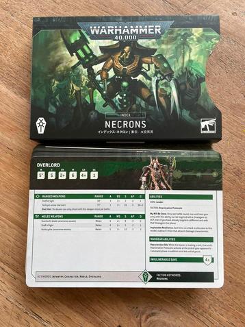 Warhammer Necrons index cards 9th edition
