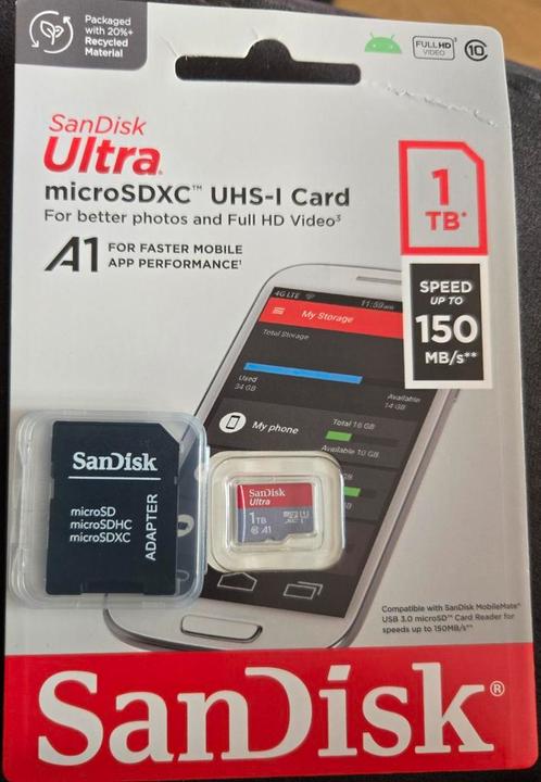 SanDisk 1To Ultra microSDXC Neuf, Audio, Tv en Foto, Foto | Geheugenkaarten, Zo goed als nieuw, MicroSD, Smartphone, Ophalen of Verzenden