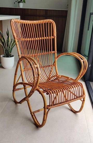 Authentiek vintage rotan leeszetel/fauteuil (in nieuwstaat) beschikbaar voor biedingen