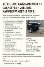 Te Huur/Aanhanger/DakKoffer/Plus6persoonstent, Ophalen, Zo goed als nieuw