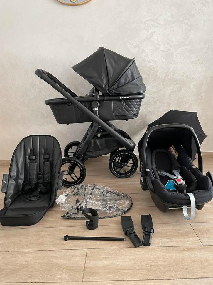 Dubatti One Frame Black Special Edition 3-in-1 Complete ., Kinderen en Baby's, Buggy's, Zo goed als nieuw, Maxi-Cosi, Regenhoes