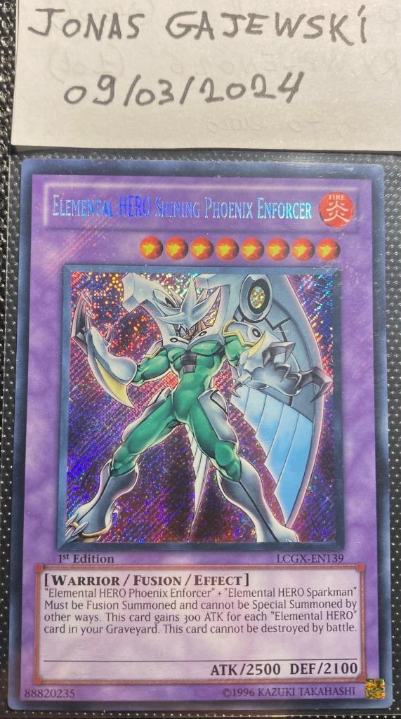 Elemental Hero Shining Phoenix Enforcer (1st Ed. - Secret), Hobby en Vrije tijd, Verzamelkaartspellen | Yu-gi-Oh!, Zo goed als nieuw