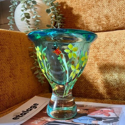 VAASJE BERIT JOHANSSON MURANO GLAS MONDGEBLAZEN VINTAGE L, Maison & Meubles, Accessoires pour la Maison | Vases, Comme neuf, Bleu