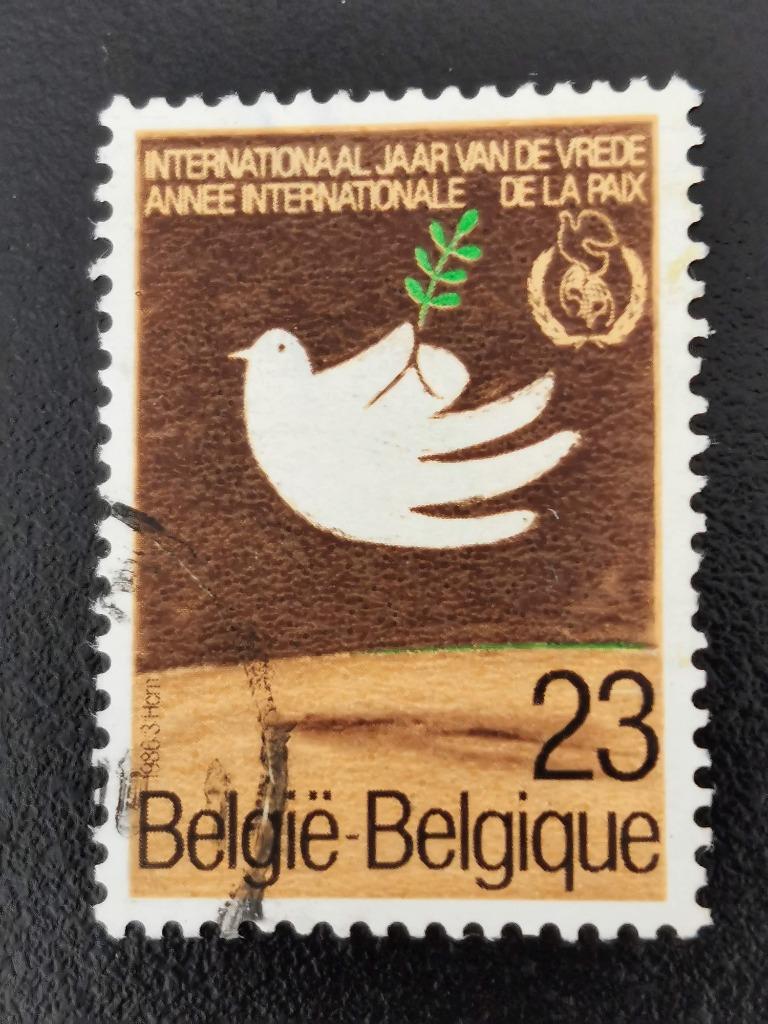 Belgie 1986 - Internationaal Jaar van de Vrede - duif, vogel, Ophalen of Verzenden, Gestempeld