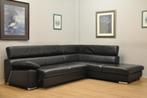 Superbe salon CUIR 285x235cm carré NOIR moderne, Enlèvement, Utilisé, Cuir
